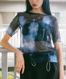 sahara（サハラ）の「Half Sleeve Sheer Top/半袖シアー素材トップス（Tシャツ/カットソー）」