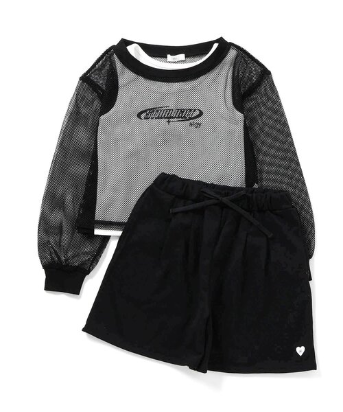 algy（アルジー）の「メッシュ&タンク&ボトム3点セット（セットアップ・キッズ・ブラック/サックスブルー/オフホワイト・130/160/150/140）」の2枚目の写真