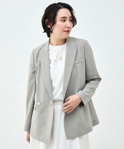 NOLLEY’S Sophi(ノーリーズソフィ)の「《セットアップ対応》ウォッシャブルブリーザブルシャンブレーダブルジャケット(テーラードジャケット・レディース・ネイビー/ベージュ/ライトグレー・34/36/38)」の2枚目の写真