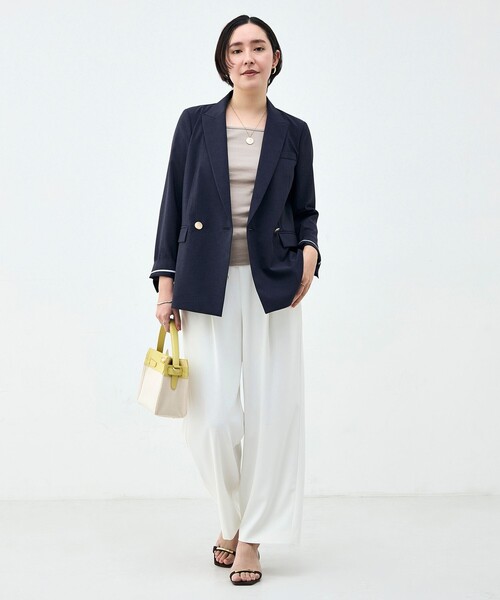 NOLLEY’S Sophi(ノーリーズソフィ)の「《セットアップ対応》ウォッシャブルブリーザブルシャンブレーダブルジャケット(テーラードジャケット・レディース・ネイビー/ベージュ/ライトグレー・34/36/38)」の4枚目の写真
