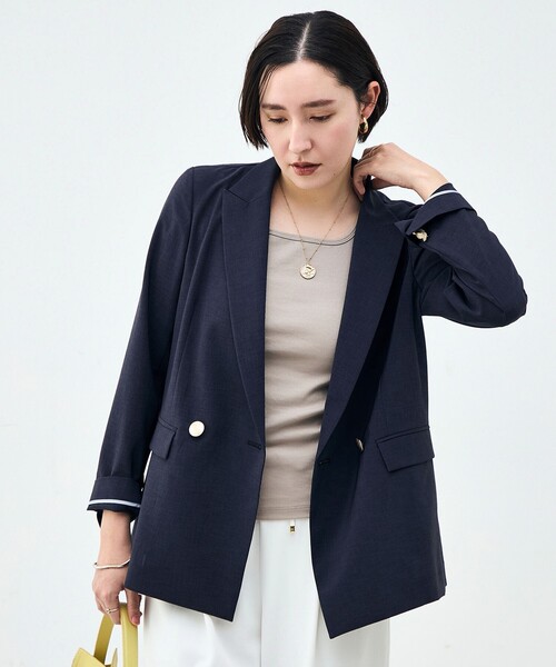 NOLLEY’S Sophi(ノーリーズソフィ)の「《セットアップ対応》ウォッシャブルブリーザブルシャンブレーダブルジャケット(テーラードジャケット・レディース・ネイビー/ベージュ/ライトグレー・34/36/38)」の10枚目の写真
