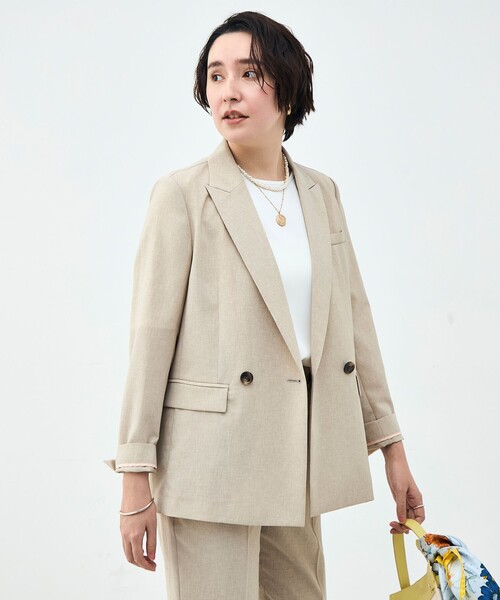 NOLLEY’S Sophi(ノーリーズソフィ)の「《セットアップ対応》ウォッシャブルブリーザブルシャンブレーダブルジャケット(テーラードジャケット・レディース・ネイビー/ベージュ/ライトグレー・34/36/38)」の5枚目の写真