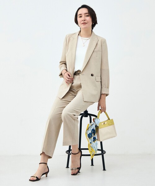 NOLLEY’S Sophi(ノーリーズソフィ)の「《セットアップ対応》ウォッシャブルブリーザブルシャンブレーダブルジャケット(テーラードジャケット・レディース・ネイビー/ベージュ/ライトグレー・34/36/38)」の6枚目の写真