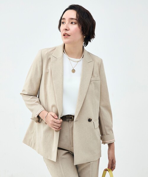 NOLLEY’S Sophi(ノーリーズソフィ)の「《セットアップ対応》ウォッシャブルブリーザブルシャンブレーダブルジャケット(テーラードジャケット・レディース・ネイビー/ベージュ/ライトグレー・34/36/38)」の7枚目の写真