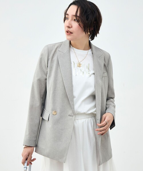 NOLLEY’S Sophi(ノーリーズソフィ)の「《セットアップ対応》ウォッシャブルブリーザブルシャンブレーダブルジャケット(テーラードジャケット・レディース・ネイビー/ベージュ/ライトグレー・34/36/38)」の14枚目の写真