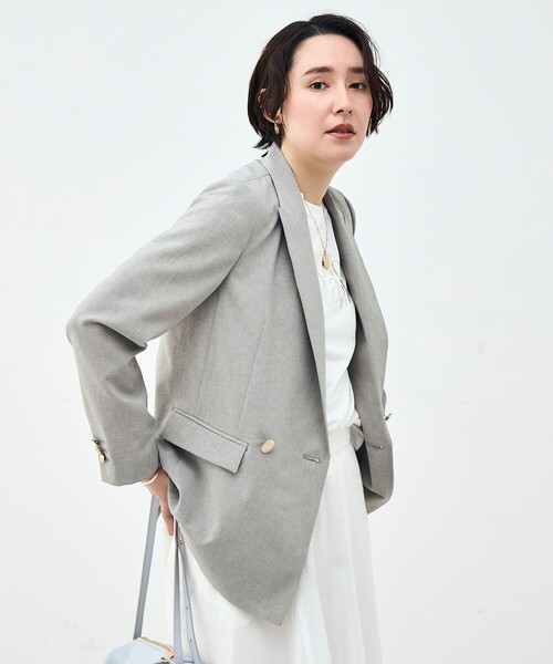 NOLLEY’S Sophi(ノーリーズソフィ)の「《セットアップ対応》ウォッシャブルブリーザブルシャンブレーダブルジャケット(テーラードジャケット・レディース・ネイビー/ベージュ/ライトグレー・34/36/38)」の19枚目の写真