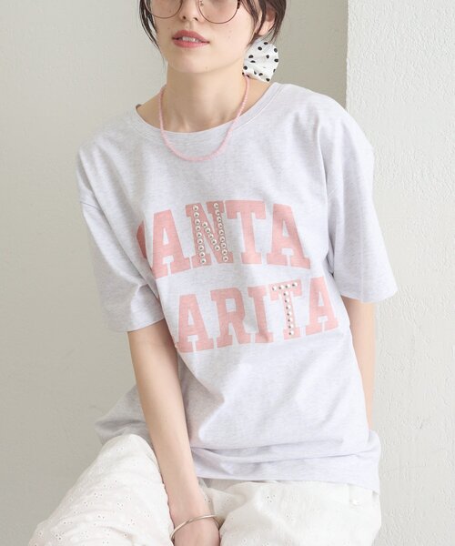 mystic(ミスティック)の「スタッズロゴカレッジTシャツ(Tシャツ/カットソー・レディース・グレー/チャコールグレー・FREE)」の3枚目の写真
