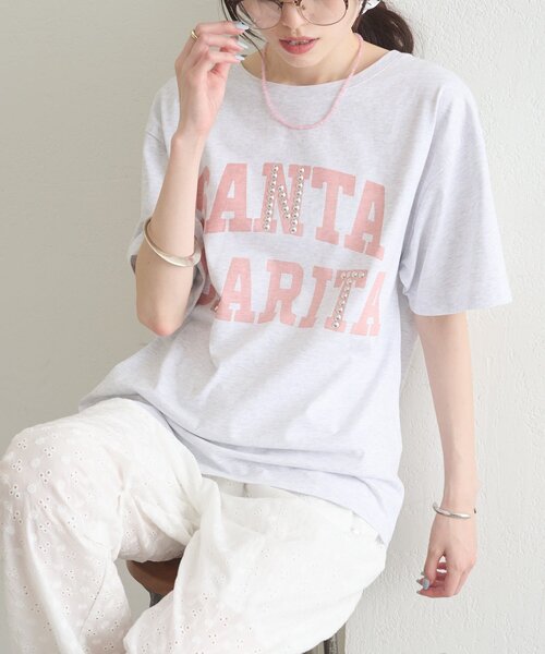mystic(ミスティック)の「スタッズロゴカレッジTシャツ(Tシャツ/カットソー・レディース・グレー/チャコールグレー・FREE)」の4枚目の写真