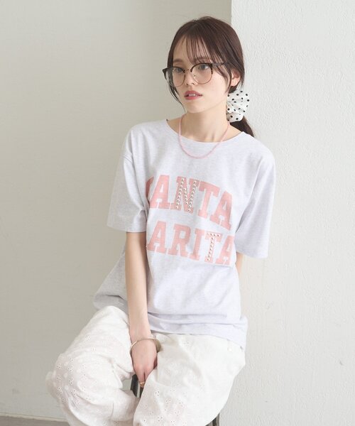 mystic(ミスティック)の「スタッズロゴカレッジTシャツ(Tシャツ/カットソー・レディース・グレー/チャコールグレー・FREE)」の5枚目の写真