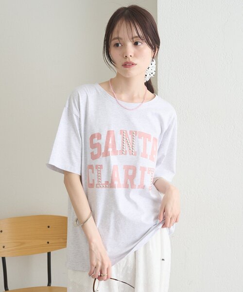 mystic(ミスティック)の「スタッズロゴカレッジTシャツ(Tシャツ/カットソー・レディース・グレー/チャコールグレー・FREE)」の9枚目の写真