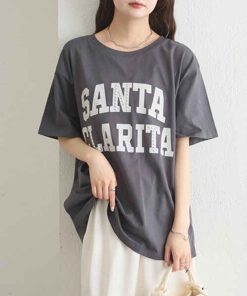 mystic(ミスティック)の「スタッズロゴカレッジTシャツ(Tシャツ/カットソー・レディース・グレー/チャコールグレー・FREE)」の17枚目の写真