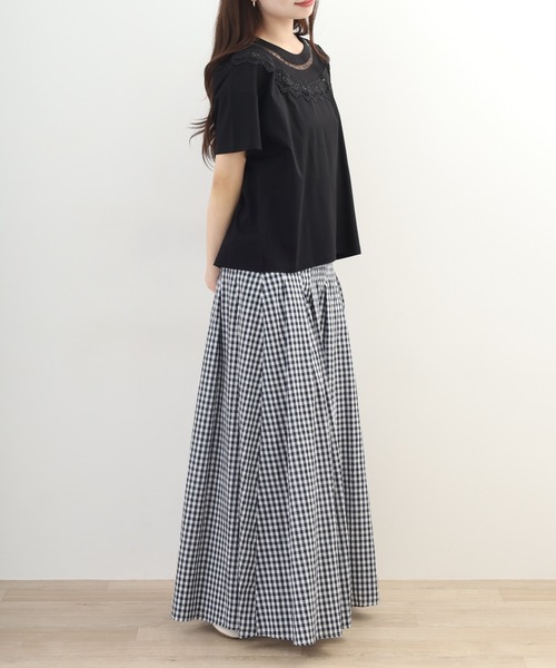Anna Nicola(アンナニコラ)の「Anna Nicola レース切替半袖Tシャツ(Tシャツ/カットソー・レディース・オフホワイト・38)」の8枚目の写真