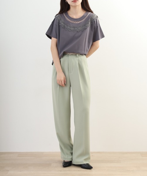 Anna Nicola(アンナニコラ)の「Anna Nicola レース切替半袖Tシャツ(Tシャツ/カットソー・レディース・オフホワイト・38)」の14枚目の写真