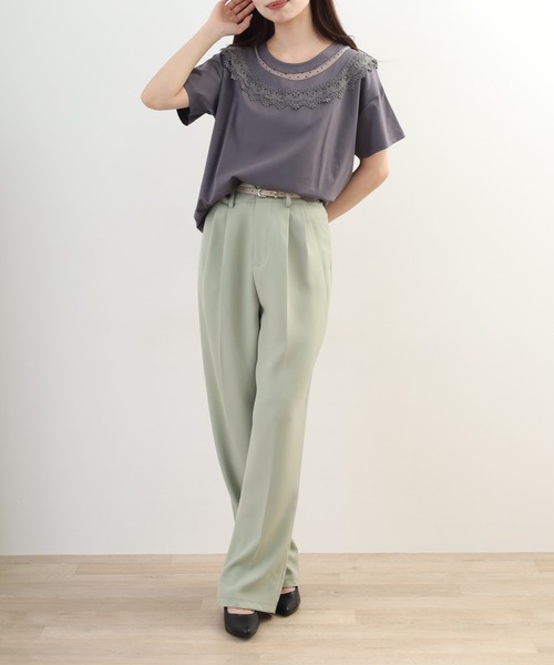 Anna Nicola(アンナニコラ)の「Anna Nicola レース切替半袖Tシャツ(Tシャツ/カットソー・レディース・オフホワイト・38)」の15枚目の写真