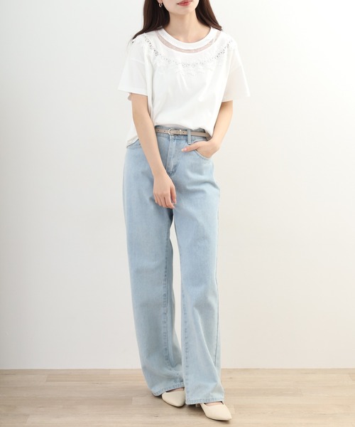 Anna Nicola(アンナニコラ)の「Anna Nicola レース切替半袖Tシャツ(Tシャツ/カットソー・レディース・オフホワイト・38)」の22枚目の写真