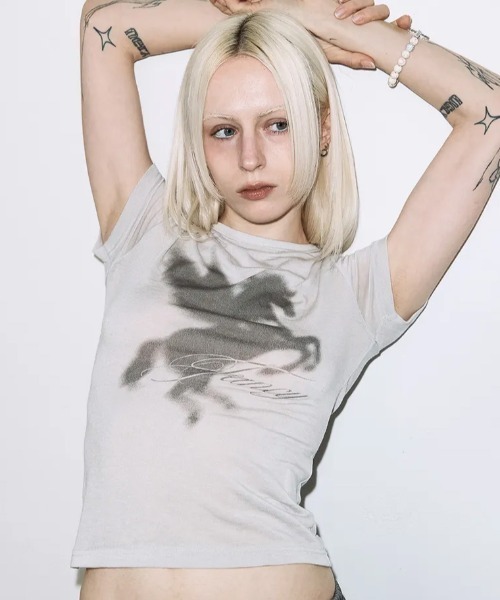 Ada.(エイダ)の「◇FANCYCLUB◇ブランド直輸入正規品/シャドウ ペガサス Tシャツ SHADOW PEGASUS TEE(Tシャツ/カットソー・レディース・グレー・FREE)」の7枚目の写真