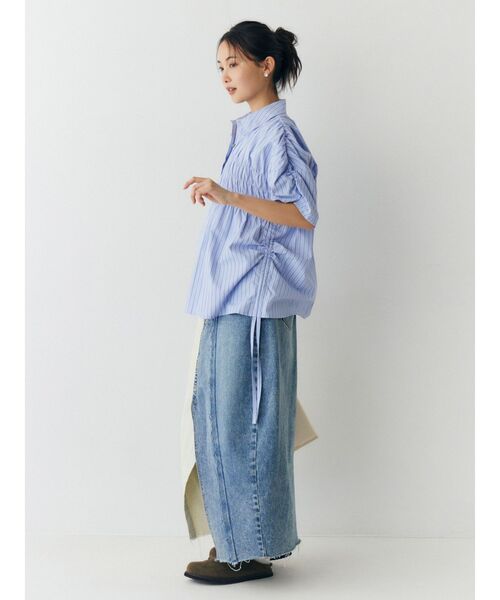 Ungrid(アングリッド)の「ハーフスリーブギャザーシャツ(シャツ/ブラウス・レディース・イエロー/ピンク/ブルー/オフホワイト・FREE)」の9枚目の写真