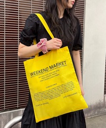 SETUP7（セットアップセブン）の「【THE READING ROOM PARIS】flat tote bag "WEEKEND MARKET" グラフィックプリント フラットトートバッグ コットン（トートバッグ）」