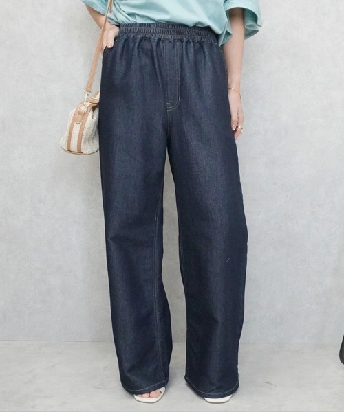 SELECT LEVERY(セレクトリベリー)の「やわらかガーゼデニムワイドパンツ(デニムパンツ・レディース・ワンウォッシュ/ブルー/ライトブルー・MEDIUM/SMALL/X-LARGE/LARGE)」の3枚目の写真