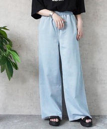 やわらかガーゼデニムワイドパンツ