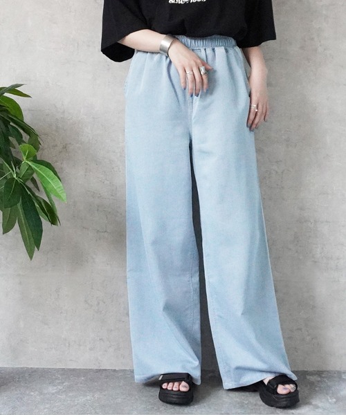SELECT LEVERY(セレクトリベリー)の「やわらかガーゼデニムワイドパンツ(デニムパンツ・レディース・ワンウォッシュ/ブルー/ライトブルー・MEDIUM/SMALL/X-LARGE/LARGE)」の2枚目の写真