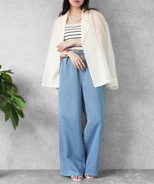 SELECT LEVERY(セレクトリベリー)の「やわらかガーゼデニムワイドパンツ(デニムパンツ・レディース・ワンウォッシュ/ブルー/ライトブルー・MEDIUM/SMALL/X-LARGE/LARGE)」の18枚目の写真