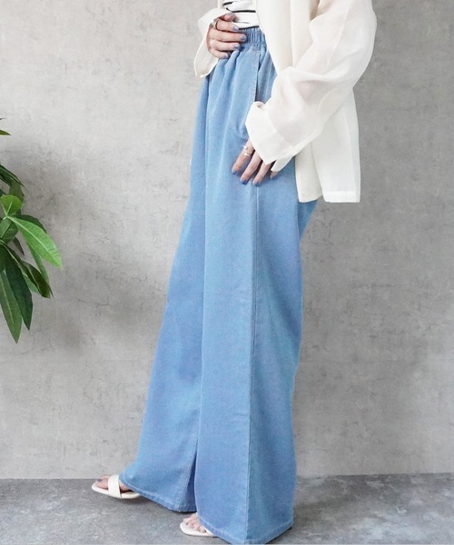 SELECT LEVERY(セレクトリベリー)の「やわらかガーゼデニムワイドパンツ(デニムパンツ・レディース・ワンウォッシュ/ブルー/ライトブルー・MEDIUM/SMALL/X-LARGE/LARGE)」の20枚目の写真