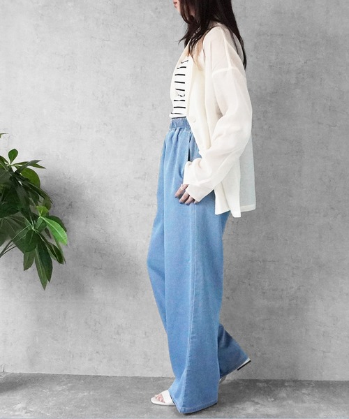 SELECT LEVERY(セレクトリベリー)の「やわらかガーゼデニムワイドパンツ(デニムパンツ・レディース・ワンウォッシュ/ブルー/ライトブルー・MEDIUM/SMALL/X-LARGE/LARGE)」の21枚目の写真