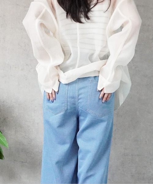 SELECT LEVERY(セレクトリベリー)の「やわらかガーゼデニムワイドパンツ(デニムパンツ・レディース・ワンウォッシュ/ブルー/ライトブルー・MEDIUM/SMALL/X-LARGE/LARGE)」の11枚目の写真