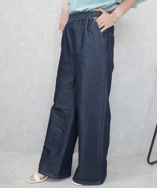 SELECT LEVERY(セレクトリベリー)の「やわらかガーゼデニムワイドパンツ(デニムパンツ・レディース・ワンウォッシュ/ブルー/ライトブルー・MEDIUM/SMALL/X-LARGE/LARGE)」の7枚目の写真