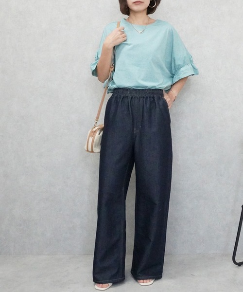 SELECT LEVERY(セレクトリベリー)の「やわらかガーゼデニムワイドパンツ(デニムパンツ・レディース・ワンウォッシュ/ブルー/ライトブルー・MEDIUM/SMALL/X-LARGE/LARGE)」の8枚目の写真
