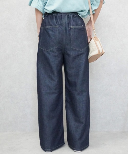 SELECT LEVERY(セレクトリベリー)の「やわらかガーゼデニムワイドパンツ(デニムパンツ・レディース・ワンウォッシュ/ブルー/ライトブルー・MEDIUM/SMALL/X-LARGE/LARGE)」の4枚目の写真