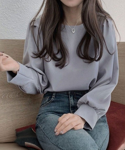 SallyLunn(サリーラン)の「ギャザーボリューム袖トップス(その他トップス・レディース・アイボリー/ブルー・FREE)」の14枚目の写真