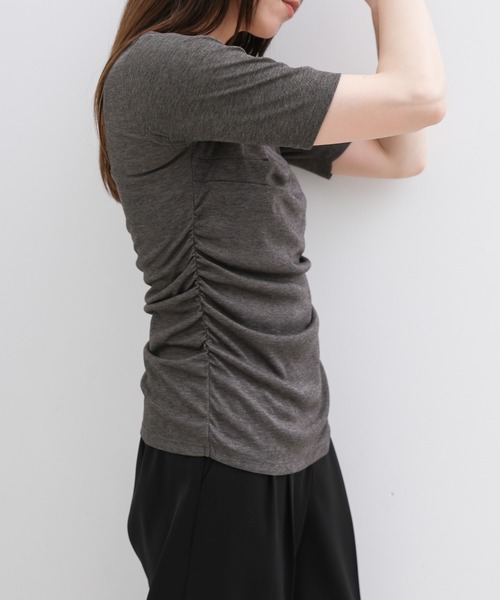 select MOCA(セレクトモカ)の「ドレープカシュクールシアーTシャツ(Tシャツ/カットソー・レディース・ブラック/アイボリー/グレー・FREE)」の15枚目の写真