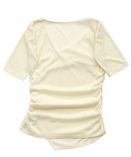 select MOCA(セレクトモカ)の「ドレープカシュクールシアーTシャツ(Tシャツ/カットソー・レディース・ブラック/アイボリー/グレー・FREE)」の7枚目の写真