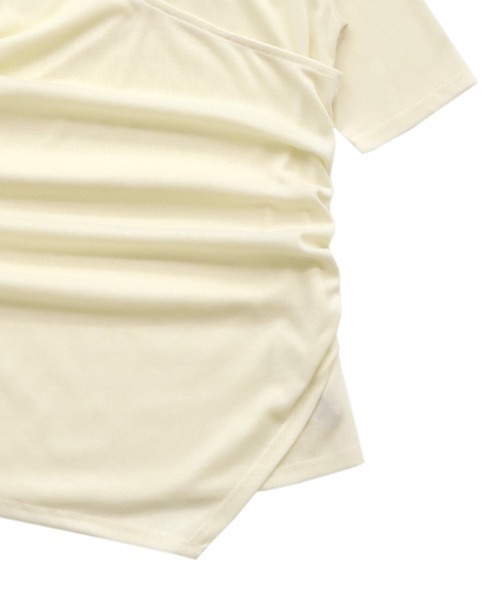 select MOCA(セレクトモカ)の「ドレープカシュクールシアーTシャツ(Tシャツ/カットソー・レディース・ブラック/アイボリー/グレー・FREE)」の9枚目の写真