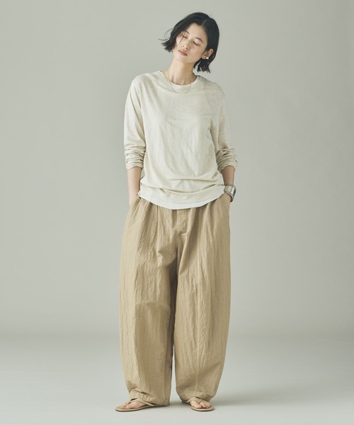 Curensology（カレンソロジー）の「Curensology(カレンソロジー)/シアーリネンロングスリーブTシャツ（Tシャツ/カットソー・レディース・オフホワイト/ライトピンク/ブラック・FREE）」の4枚目の写真