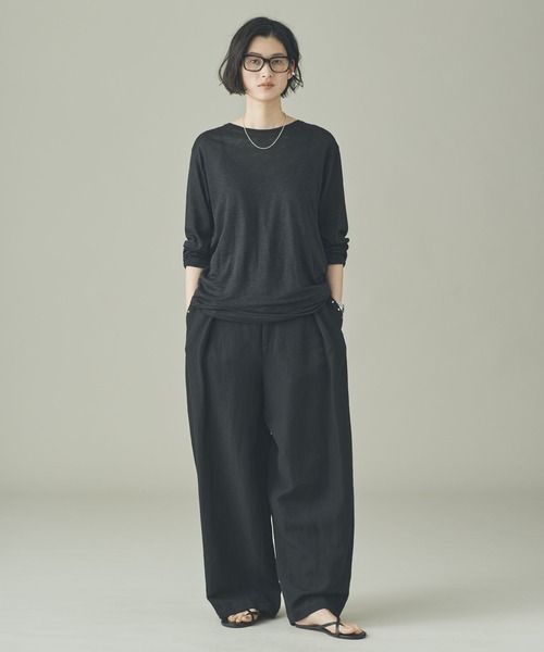 Curensology（カレンソロジー）の「Curensology(カレンソロジー)/シアーリネンロングスリーブTシャツ（Tシャツ/カットソー・レディース・オフホワイト/ライトピンク/ブラック・FREE）」の11枚目の写真