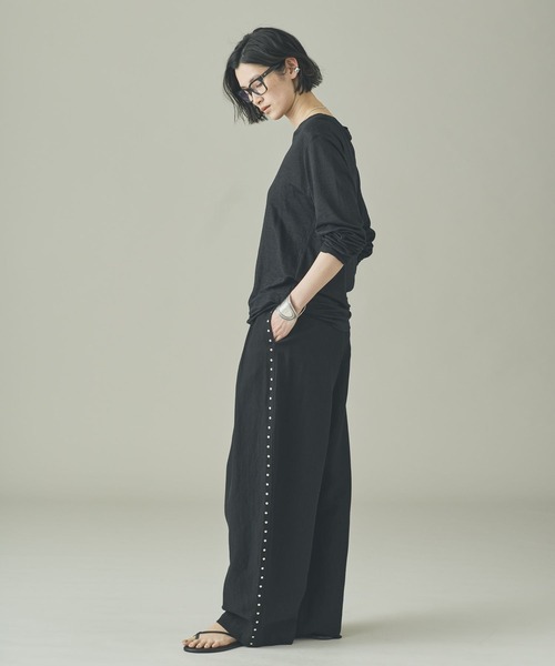 Curensology（カレンソロジー）の「Curensology(カレンソロジー)/シアーリネンロングスリーブTシャツ（Tシャツ/カットソー・レディース・オフホワイト/ライトピンク/ブラック・FREE）」の12枚目の写真