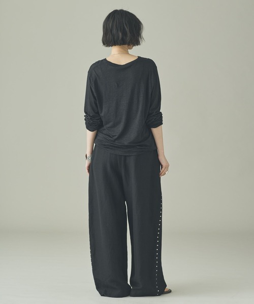 Curensology（カレンソロジー）の「Curensology(カレンソロジー)/シアーリネンロングスリーブTシャツ（Tシャツ/カットソー・レディース・オフホワイト/ライトピンク/ブラック・FREE）」の13枚目の写真