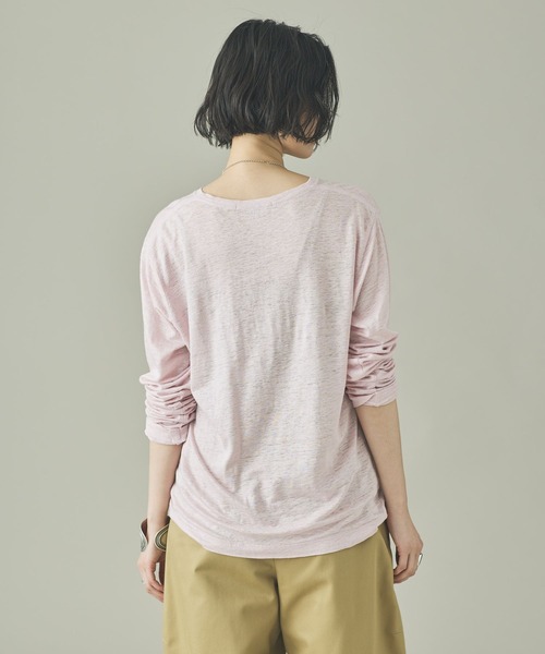 Curensology（カレンソロジー）の「Curensology(カレンソロジー)/シアーリネンロングスリーブTシャツ（Tシャツ/カットソー・レディース・オフホワイト/ライトピンク/ブラック・FREE）」の16枚目の写真