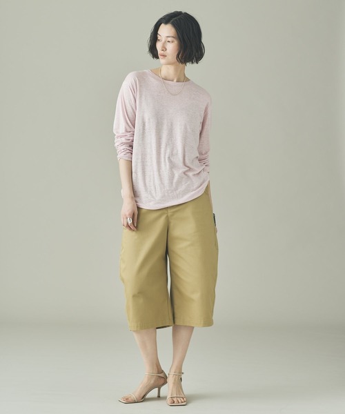 Curensology（カレンソロジー）の「Curensology(カレンソロジー)/シアーリネンロングスリーブTシャツ（Tシャツ/カットソー・レディース・オフホワイト/ライトピンク/ブラック・FREE）」の17枚目の写真