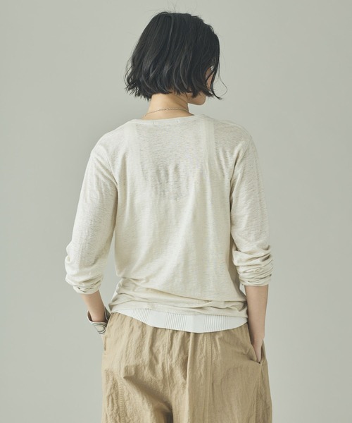 Curensology（カレンソロジー）の「Curensology(カレンソロジー)/シアーリネンロングスリーブTシャツ（Tシャツ/カットソー・レディース・オフホワイト/ライトピンク/ブラック・FREE）」の22枚目の写真