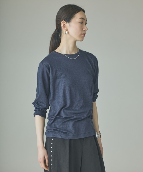 Curensology(カレンソロジー)の「Curensology(カレンソロジー)/シアーリネンロングスリーブTシャツ(Tシャツ/カットソー・レディース・オフホワイト/ライトピンク/ブラック/ネイビー/ナチュラル/ボルドー・FREE)」の18枚目の写真