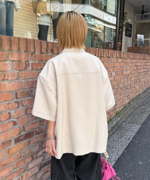 SOUNDSGOOOOD（サウンズグッド）の「【SOUNDS GOOOOD】ワッペンストライプシャツ（シャツ/ブラウス・レディース・ネイビー/オフホワイト・ONE SIZE）」の6枚目の写真