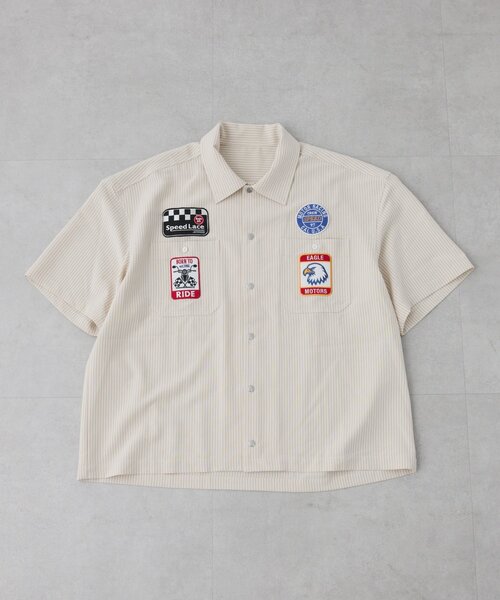 SOUNDSGOOOOD（サウンズグッド）の「【SOUNDS GOOOOD】ワッペンストライプシャツ（シャツ/ブラウス・レディース・ネイビー/オフホワイト・ONE SIZE）」の16枚目の写真