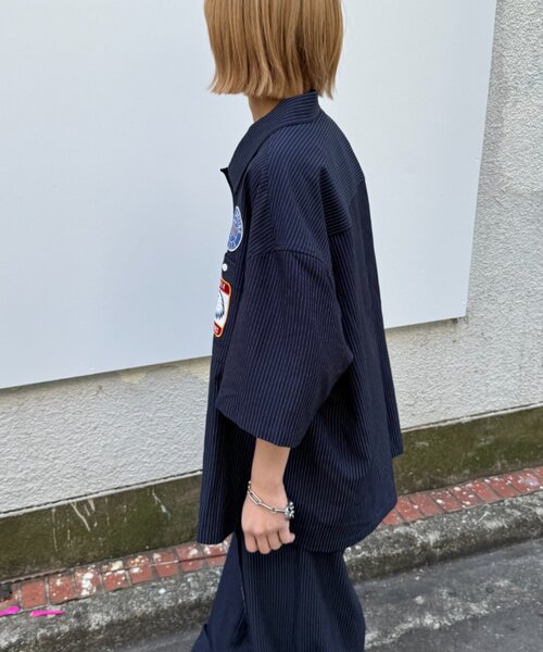 SOUNDSGOOOOD（サウンズグッド）の「【SOUNDS GOOOOD】ワッペンストライプシャツ（シャツ/ブラウス・レディース・ネイビー/オフホワイト・ONE SIZE）」の19枚目の写真