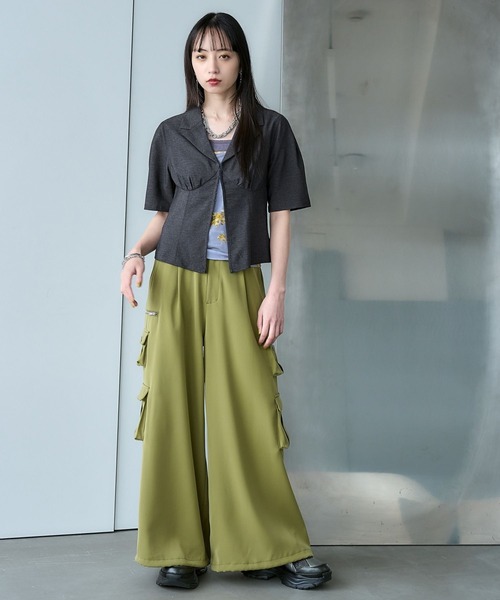 HARE(ハレ)の「コンパクトVネックブラウス(HARE)(シャツ/ブラウス・レディース・ネイビー/ブラック・FREE)」の5枚目の写真