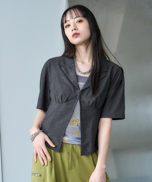 HARE(ハレ)の「コンパクトVネックブラウス(HARE)(シャツ/ブラウス・レディース・ネイビー/ブラック・FREE)」の8枚目の写真