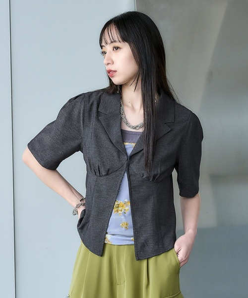 HARE(ハレ)の「コンパクトVネックブラウス(HARE)(シャツ/ブラウス・レディース・ネイビー/ブラック・FREE)」の10枚目の写真